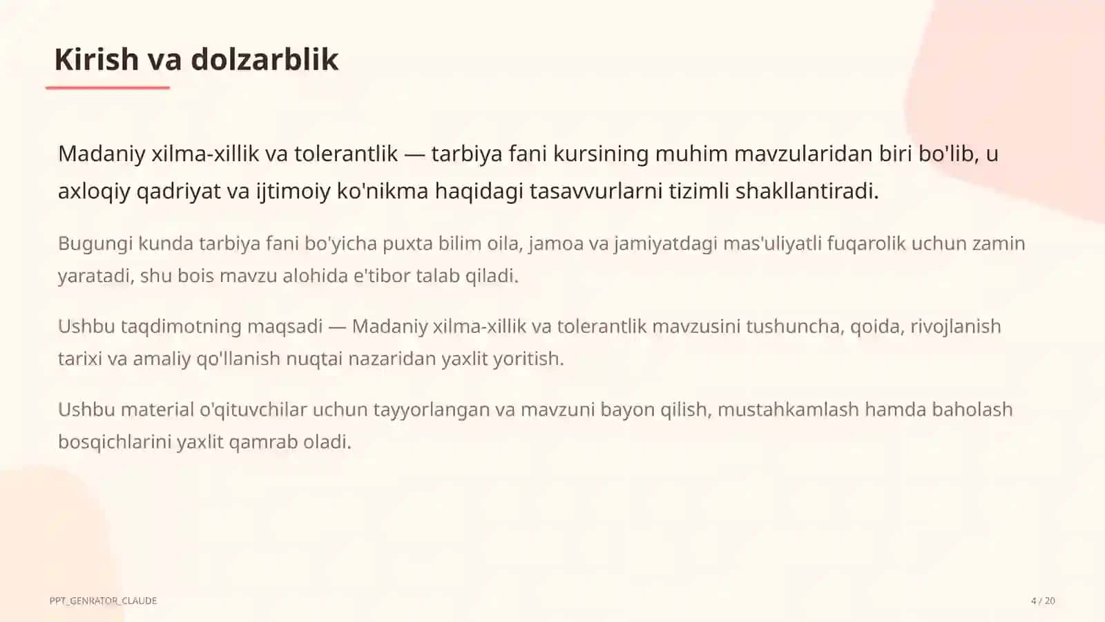 Madaniy xilma-xillik va tolerantlik (11-sinf) 4