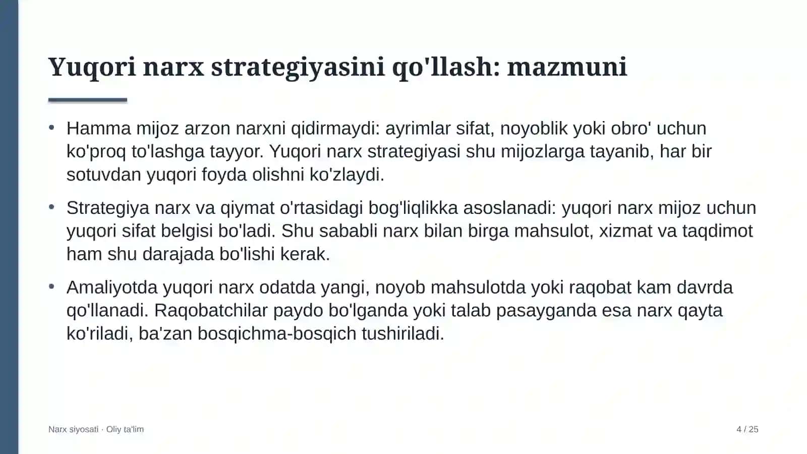 Atom energetikasida yuqori narx strategiyasini qo'llash 4