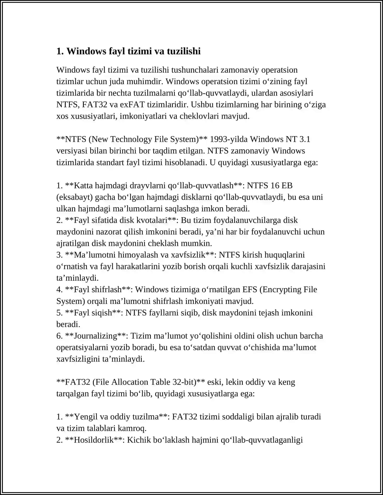 WINDOWSDA FAYLLAR VA PAPKALAR BILAN ISHLASH DISKLAR BILAN ISHLASH WINDOWSNING ASOSIY STANDART DASTURLARI PRAVADNIK DASTURLARI 4