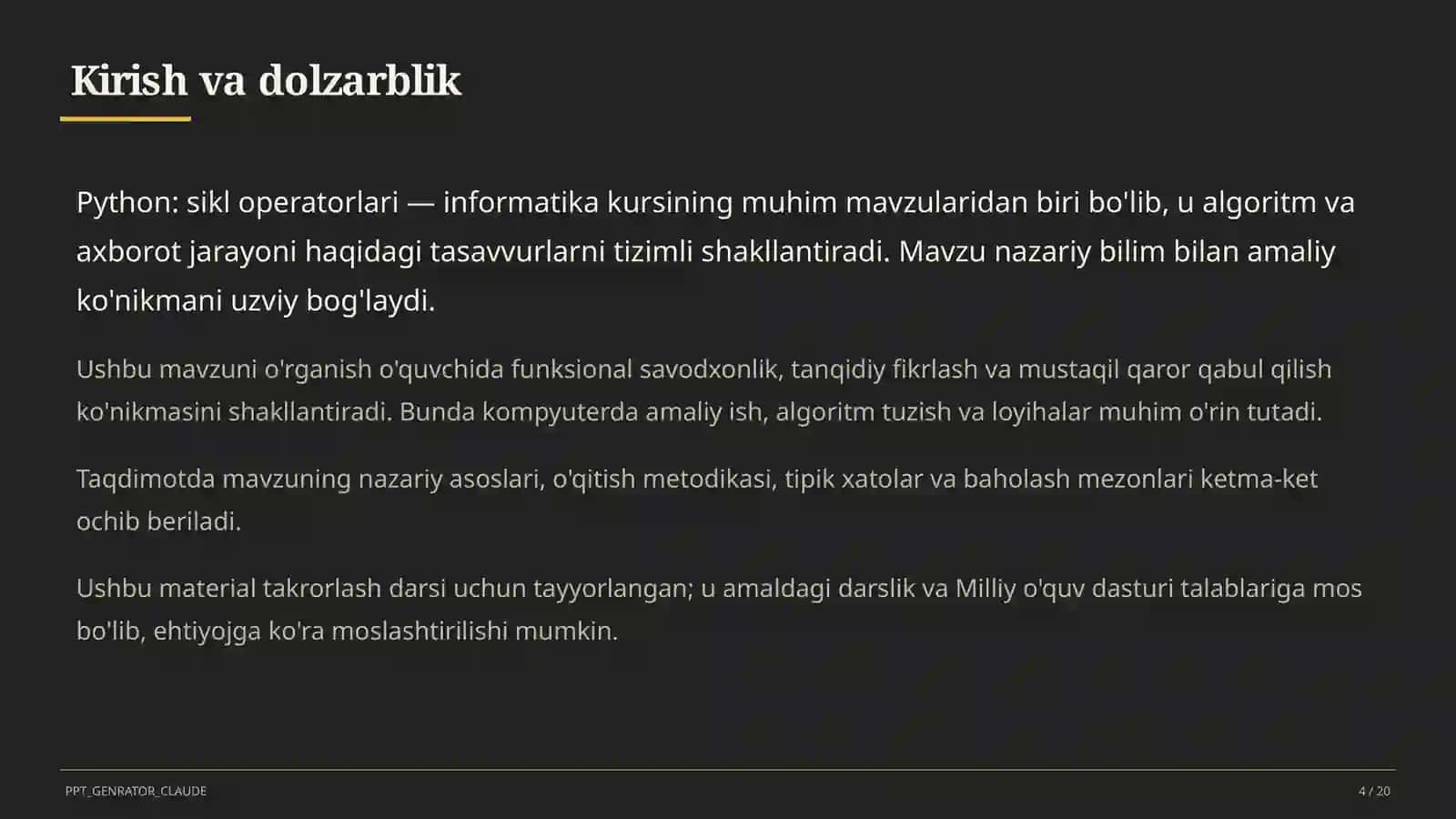 Python: sikl operatorlari (8-sinf) 4