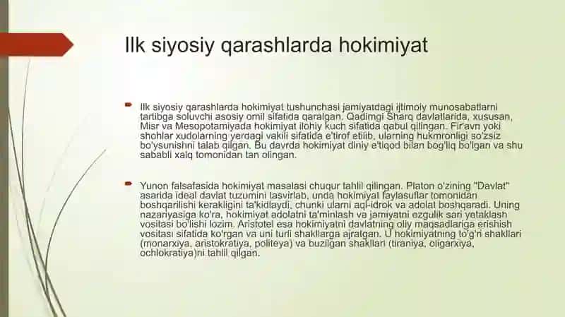 Hokimiyat to`g`risidagi Ilk siyosiy qarashalar 4