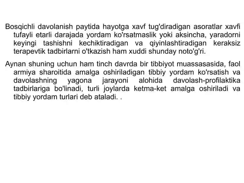 Tibbiy va Evakuatsiya Yordamini Tashkilitish 4