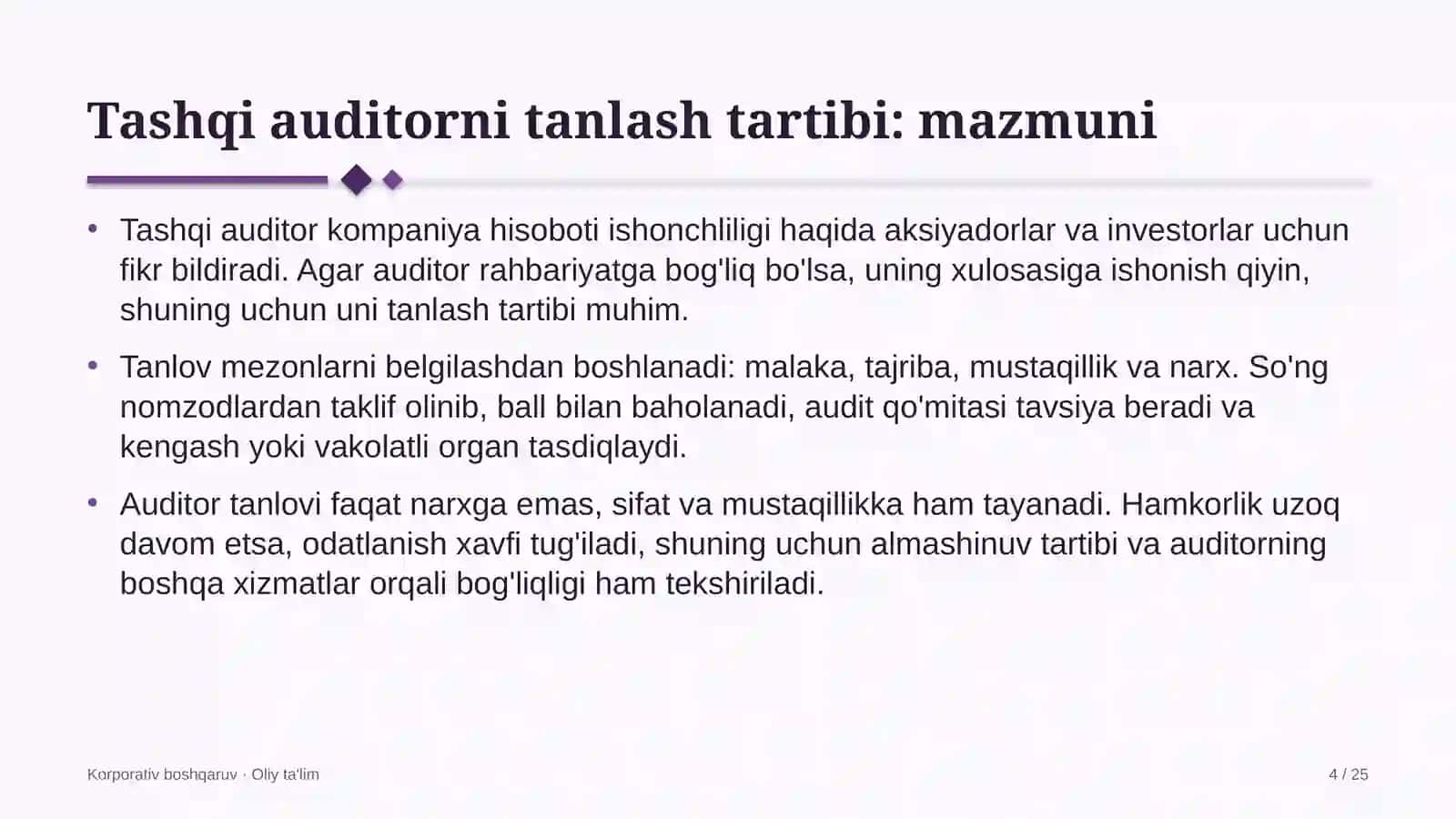 Kompyuter klublarida tashqi auditorni tanlash tartibi 4