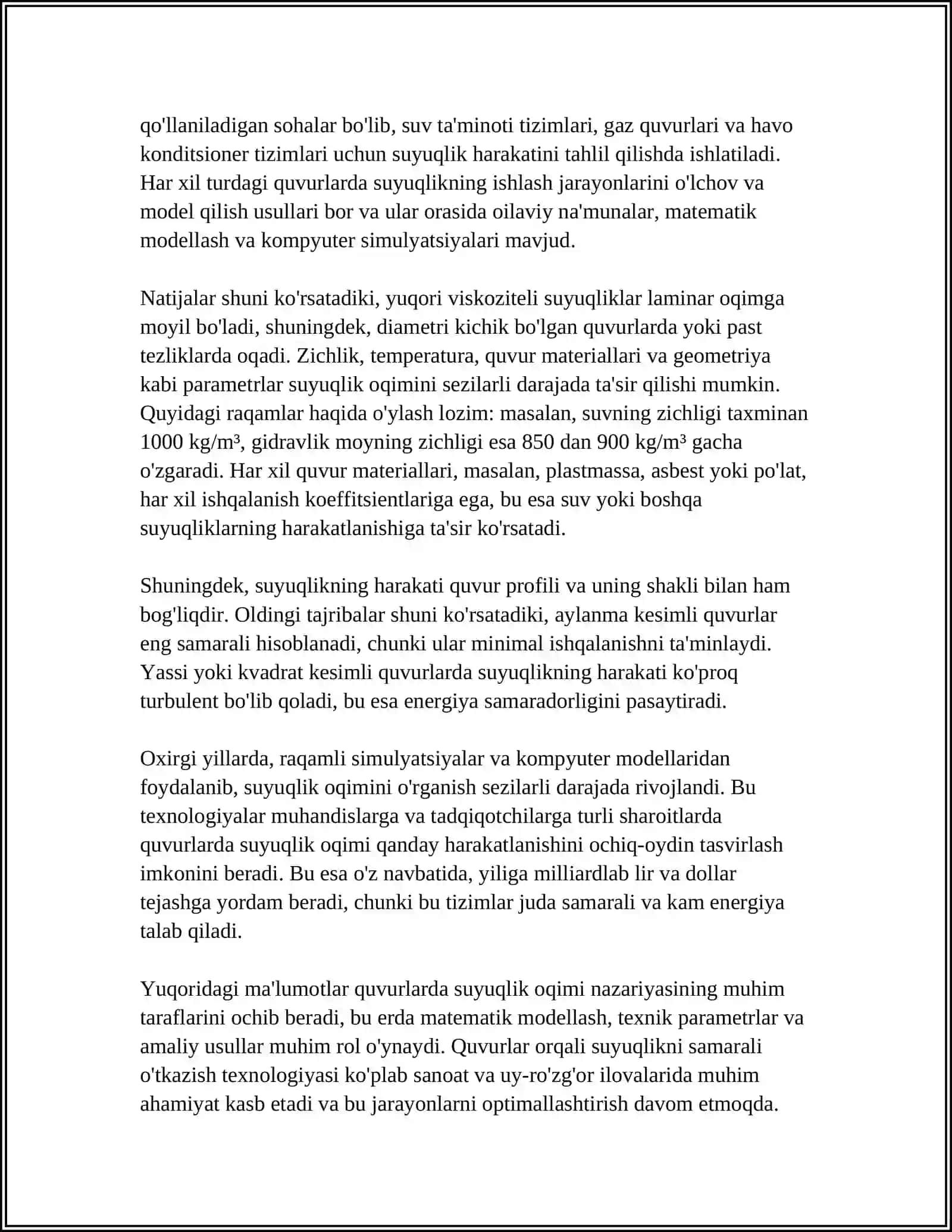QUVURLARDA SUYUQLIK OQIMINING NAPORLI HARAKATI 4