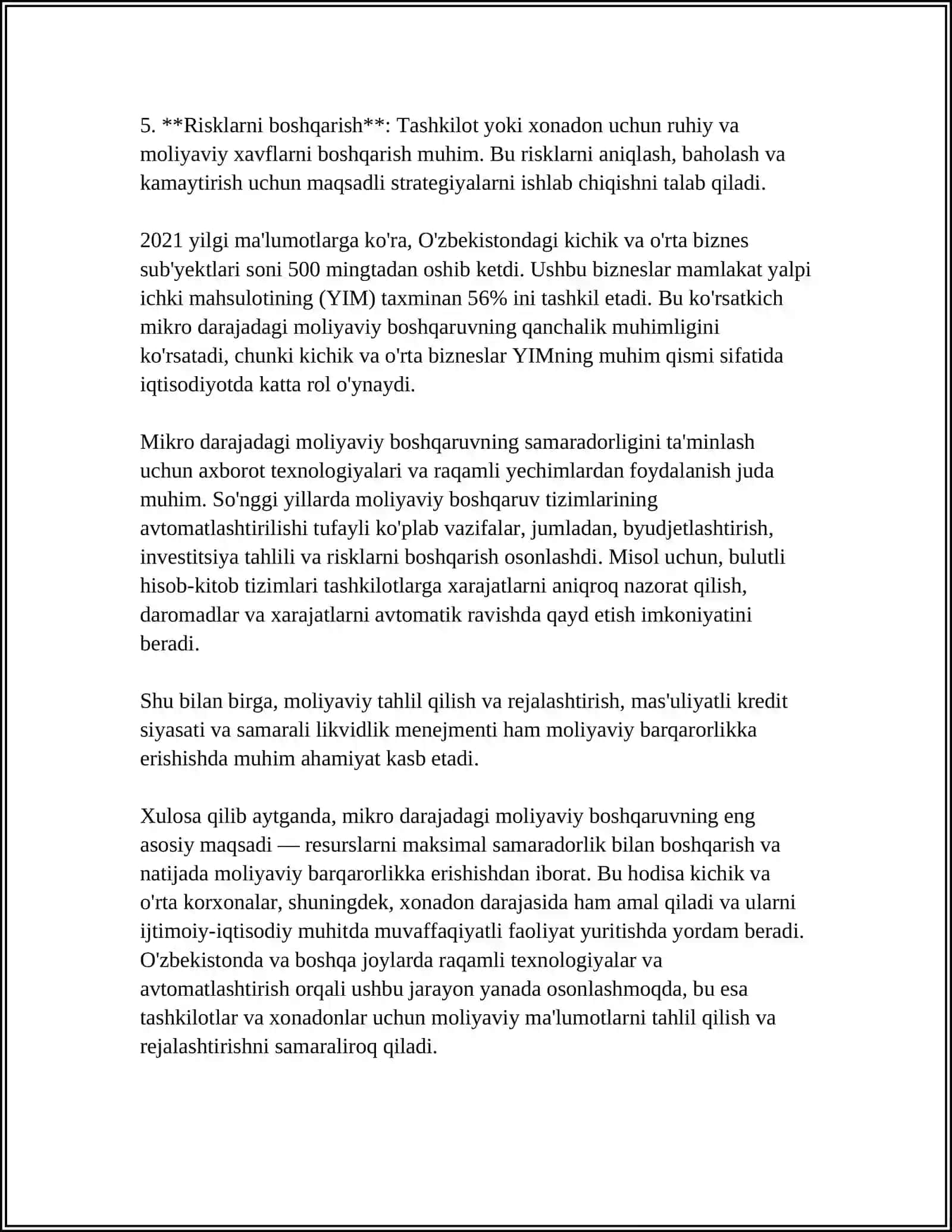 MIKRO DARAJADAGI MOLIYAVIY BOSHQARUV 4