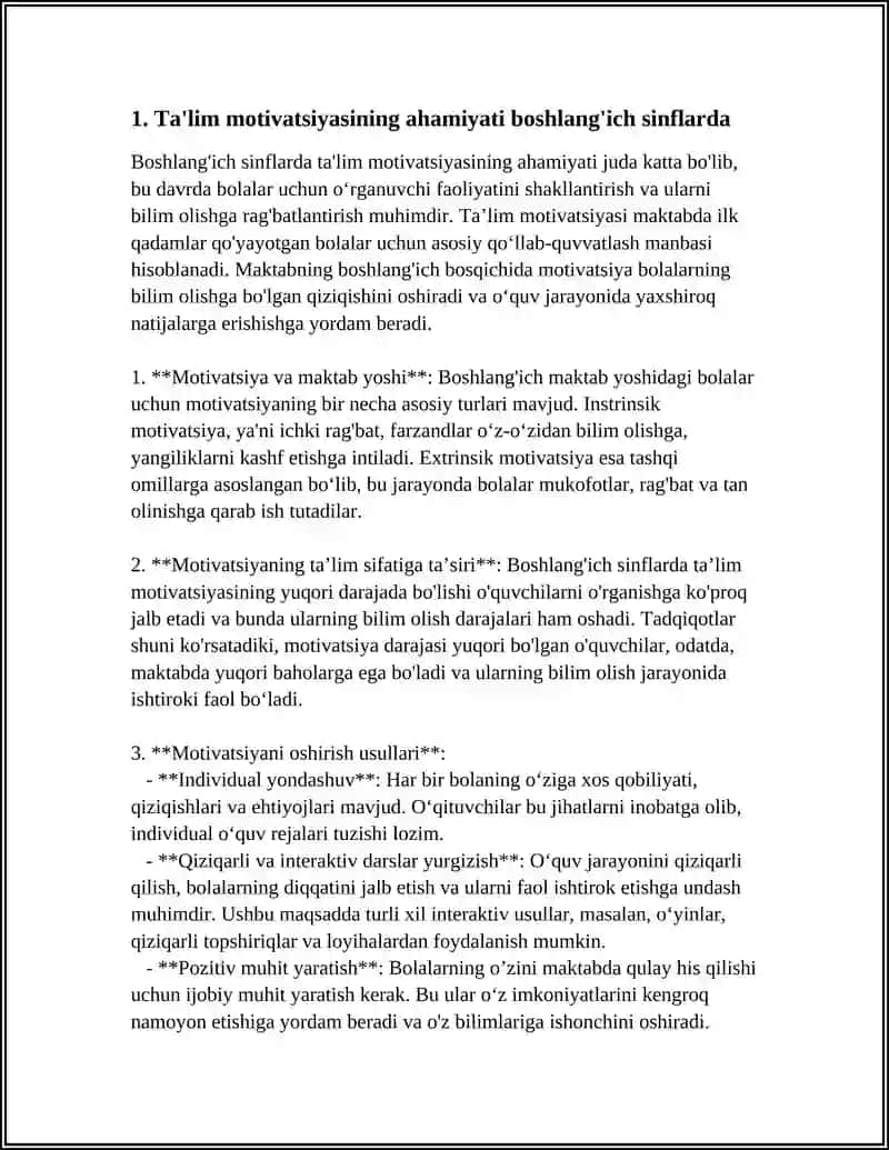 BOSHLANGICH SINF OQUVCHILARIDA MUAFFAQIYATGA ERISHISHGA INTILISH MOTIVNI SHAXSNING USTUVOR XUSUSIYATI SIFATIDA 4