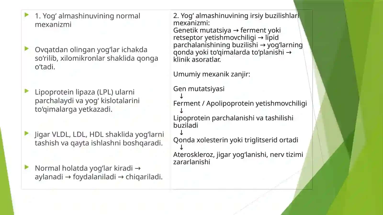 Yogʻlar almashinuvi va uning irsiy buzilishlari 4