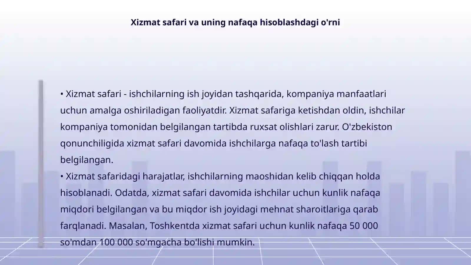 Mehnat ta'tili, xizmat safari va vaqtincha mehnatga qobilyatsizligi bo'yicha nafaqa pulini xisoblash 4