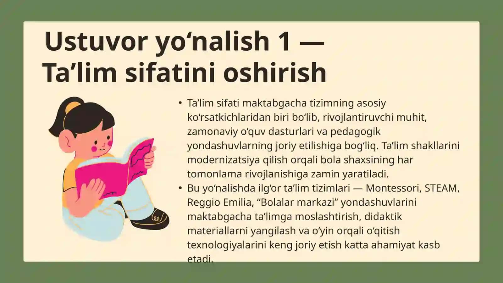 Maktabgacha ta’lim tizimini rivojlantirishning ustuvor yo‘nalishlari 4