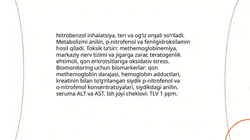 Nitrobenzol, biologik ob`yektlardan ajratib olish va tahlil usullari 4