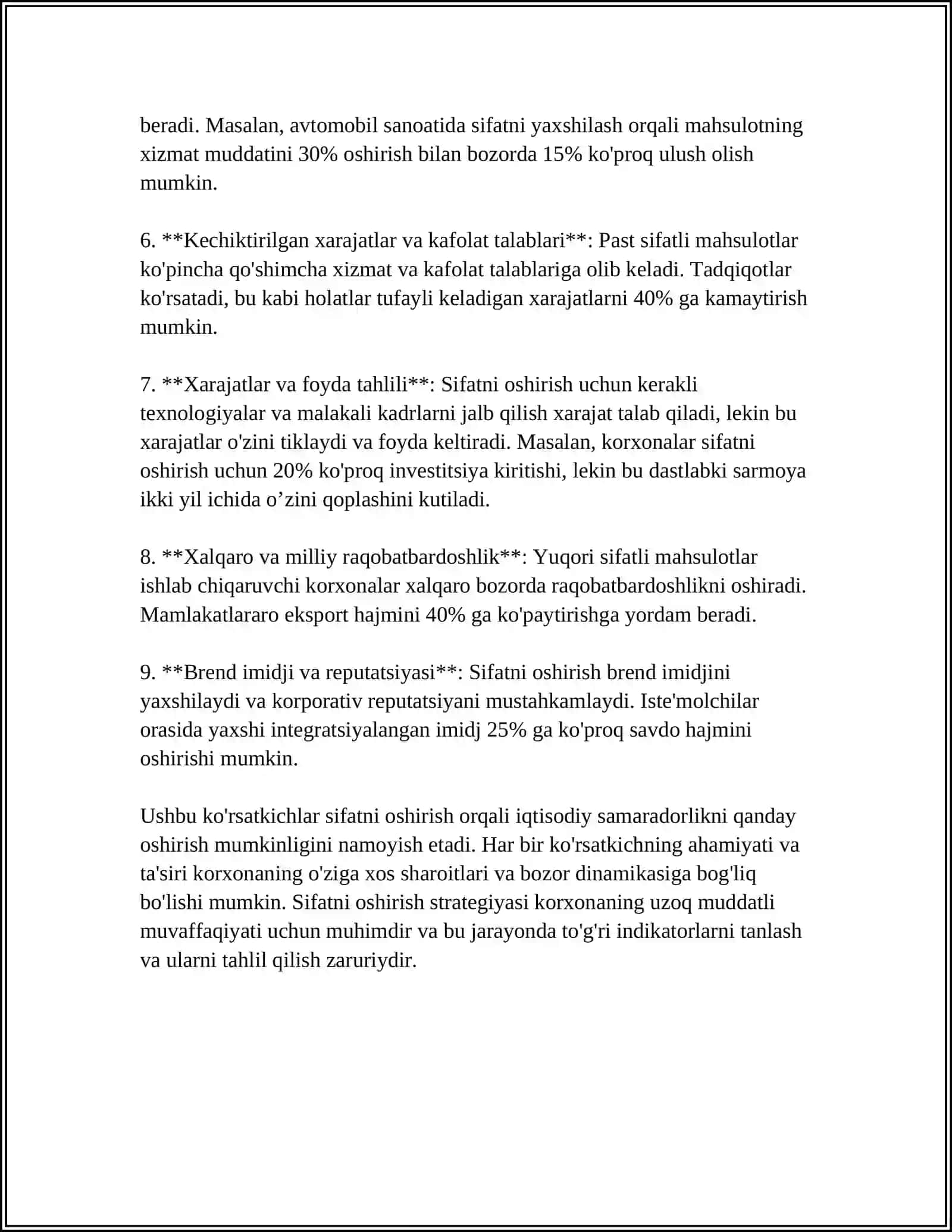 Sifatni oshirishning iqtisodiy samaradorligi 4