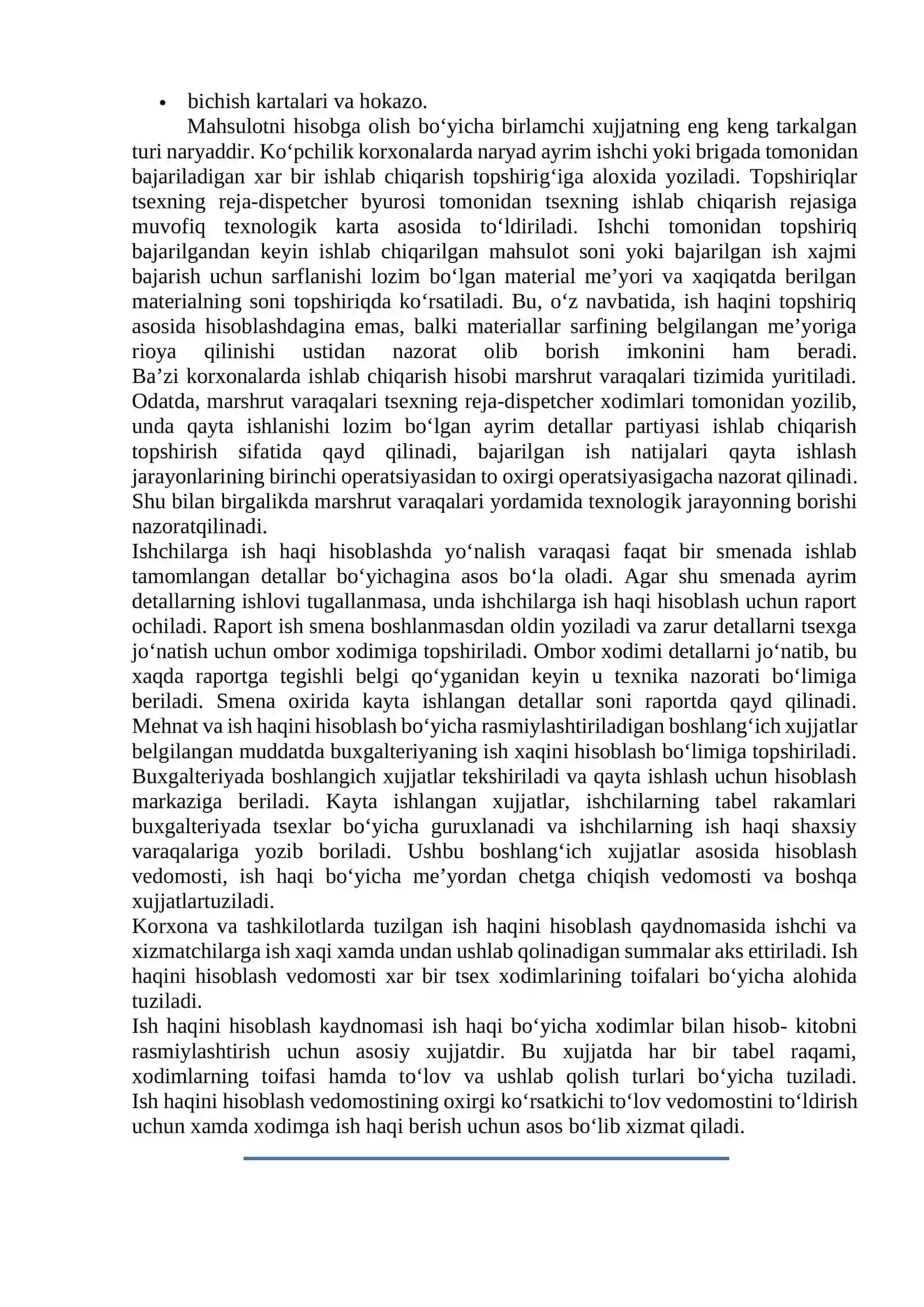 Mehnat va ish xaqini dastlabki xujjatlarda rasmiylashtirish va umumlashtirish tartibi. Jismoniy shaxslar daromadlari va ish xaqidan ushlab qolinadigan summalar hisobi 4