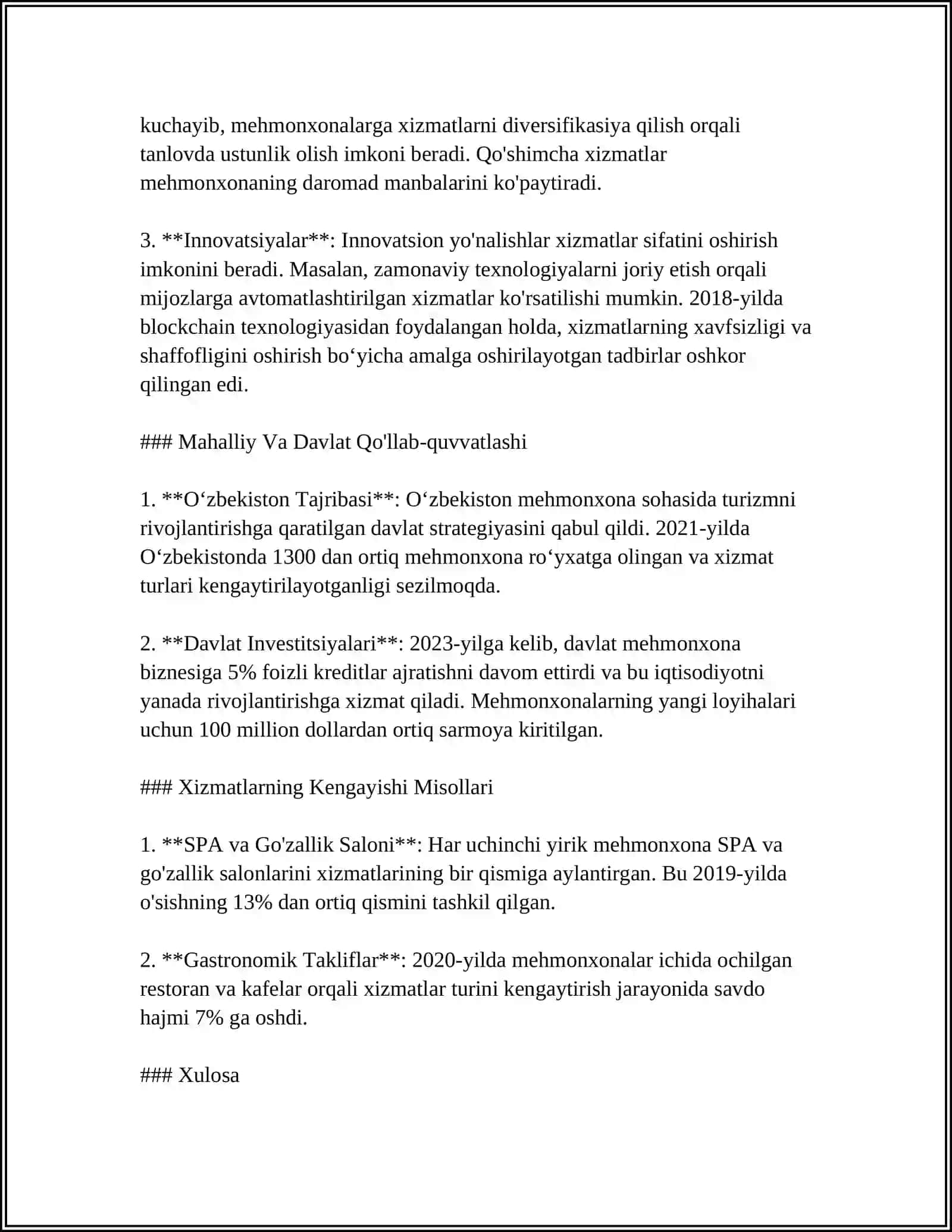 Mehmonxona industriyasi rivojlanishi 4