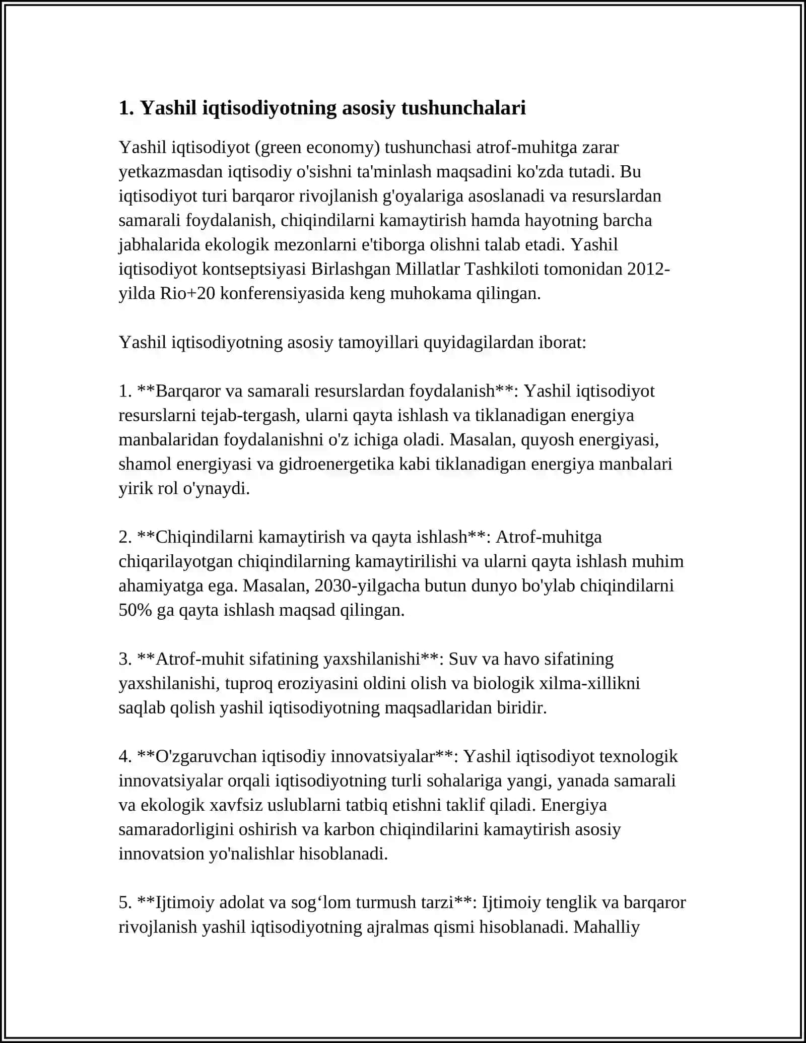 "YASHIL IQTISODIYOT"NING 4