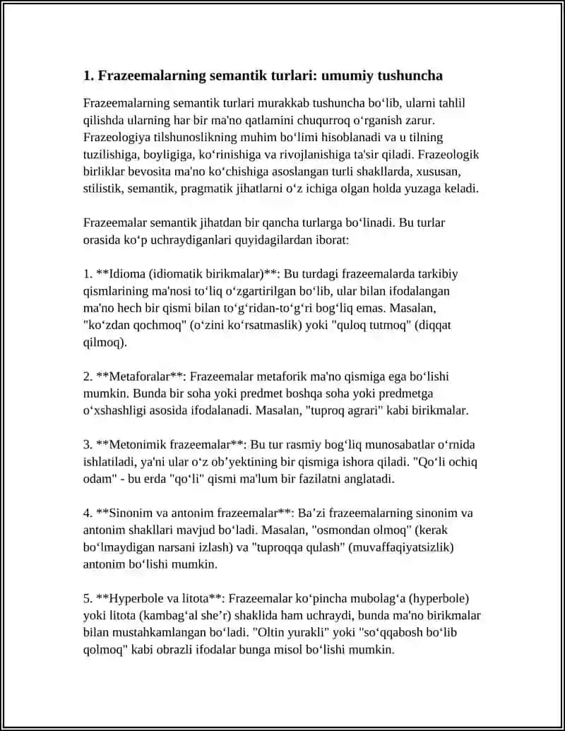 FRAZEMALARNING SEMANTIK TURLARI OMONIM SINONIM ANTONIM IBORALAR 4