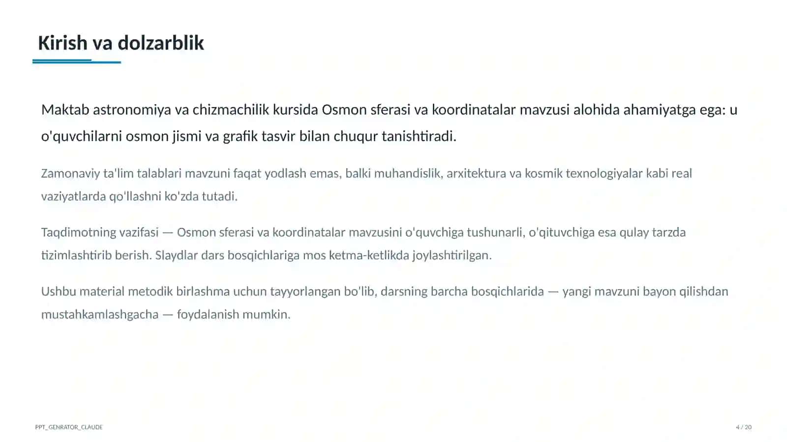 Osmon sferasi va koordinatalar (10-sinf) 4