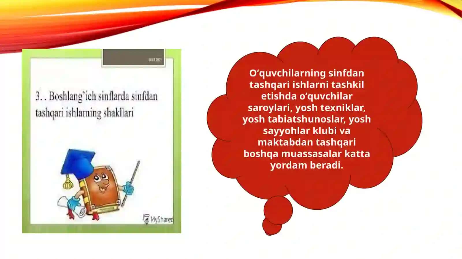 3-sinflarda tanlovlarning mazmuni va ularni tashkil qilish usullariga topshiriqlar tizimini ishlab chiqarish 4