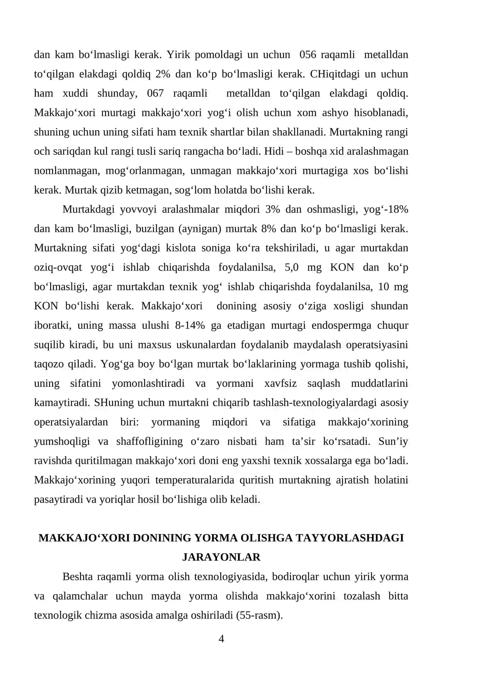 Makkajoxori donidan yorma ishlab chiqarish texnologiyasi 4