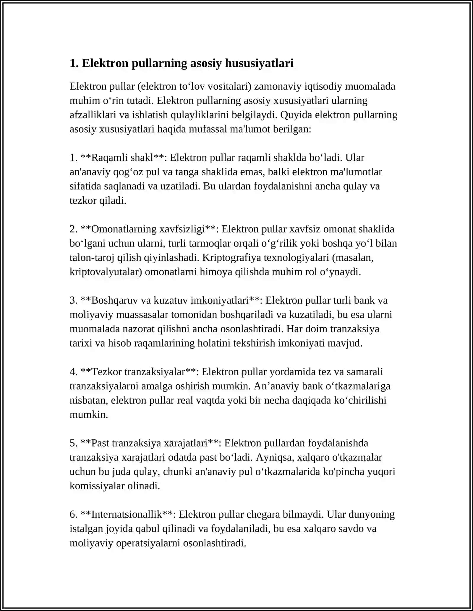 ELEKTRON PULLAR HUSUSIYATLARI, MA'NOSI, FOYDALANISH TENDENSIYASI 4