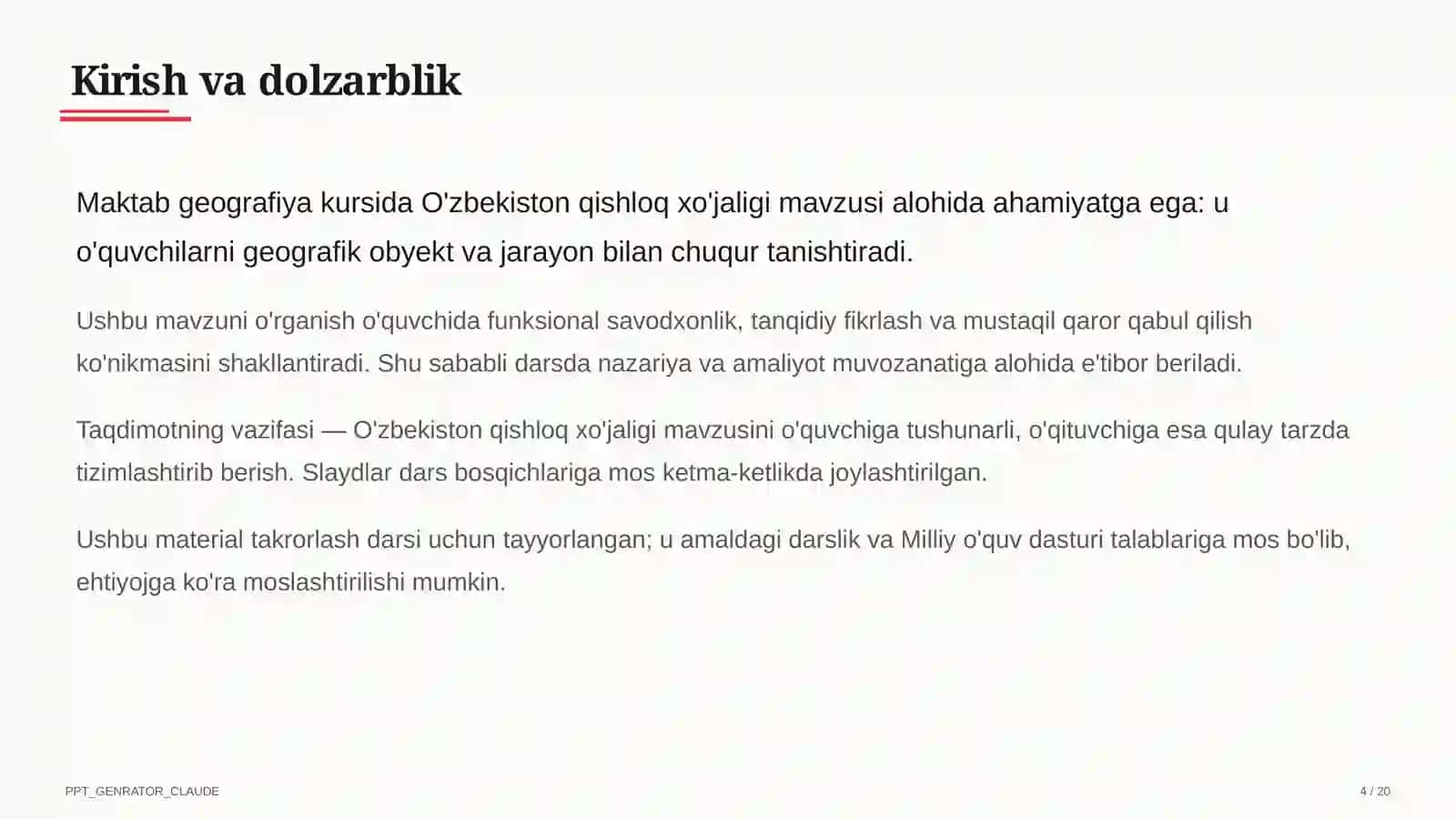 O'zbekiston qishloq xo'jaligi (9-sinf) 4