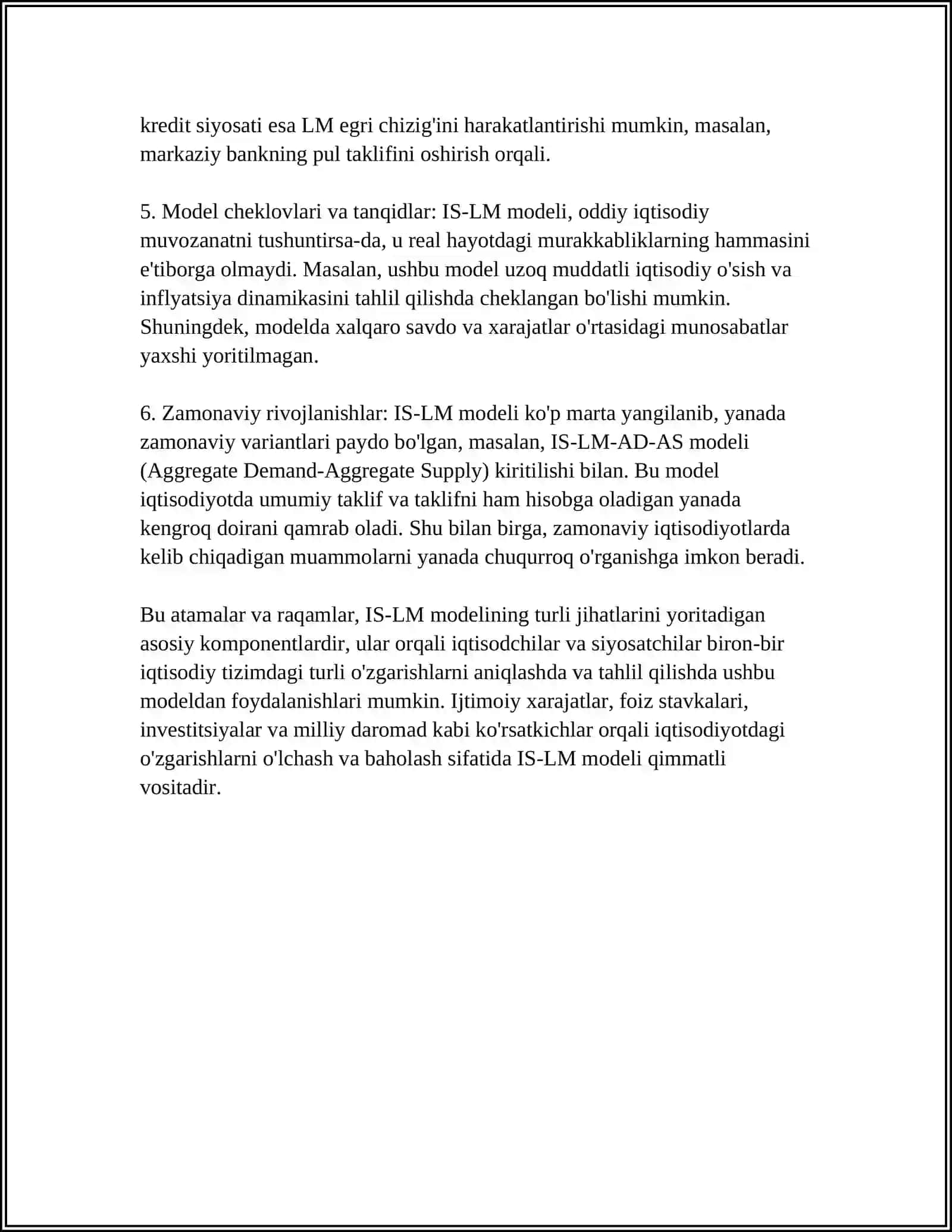 IS-LM MODELI VOSITASIDA BYUDJET-SOLIQ VA PUL -KIREDIT SIYOSATINING SHARHI 4