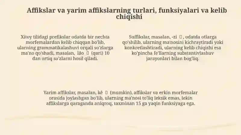 Xitoy tilida affiksatsiya va yarim affiksatsiya: umumiy ko'rinish 4