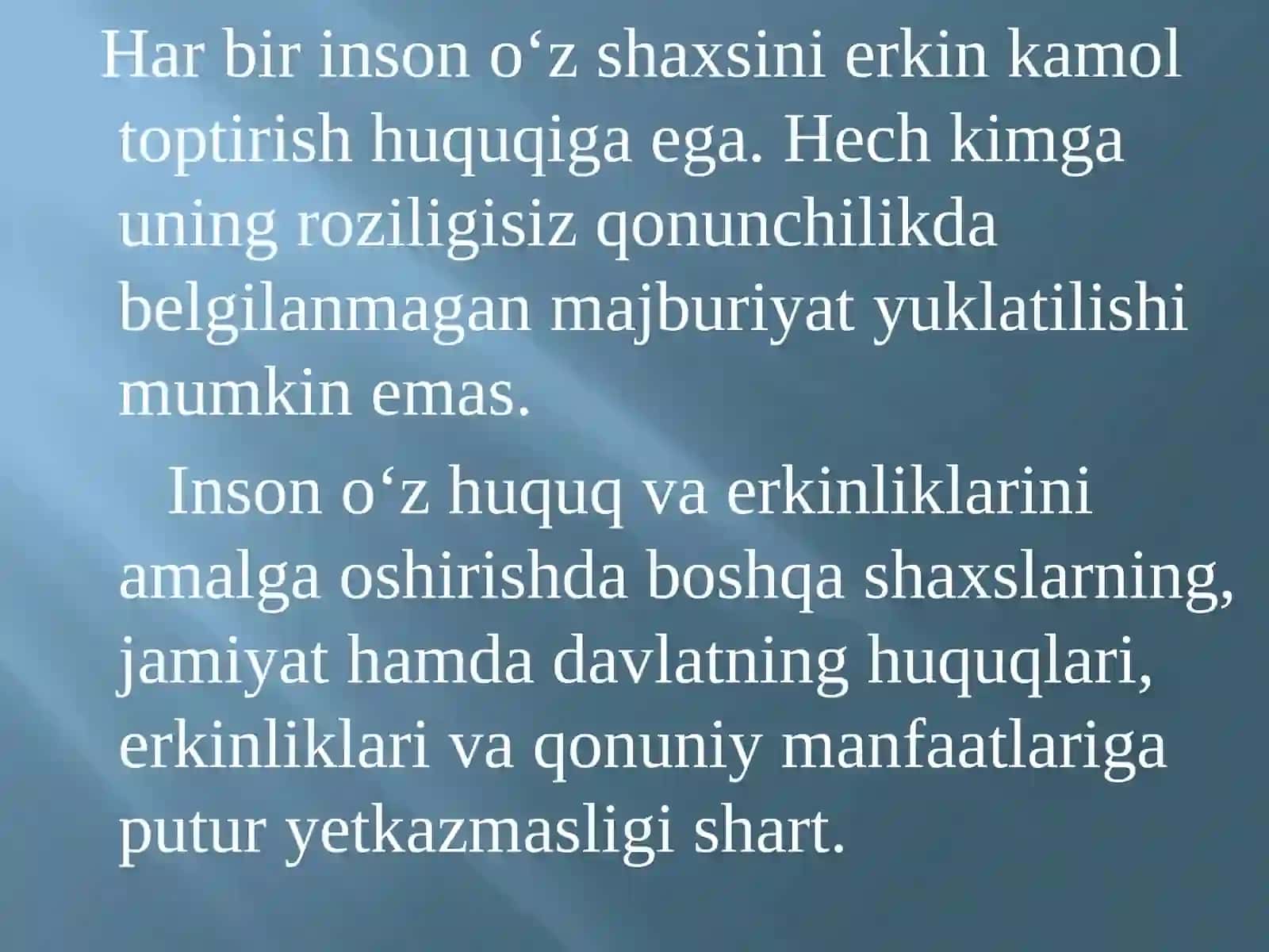 Insonning shaxsiy-huquq, muqomidagi vagohlari 4