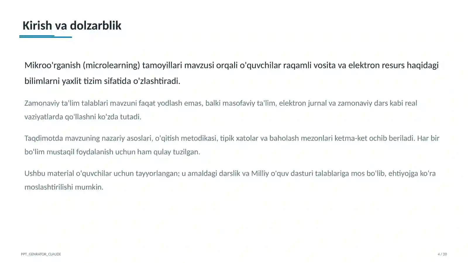 Mikroo'rganish (microlearning) tamoyillari 4