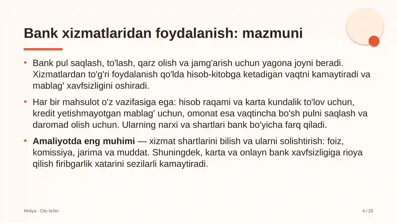 Buxgalteriya xizmatlarida bank xizmatlaridan foydalanish 4
