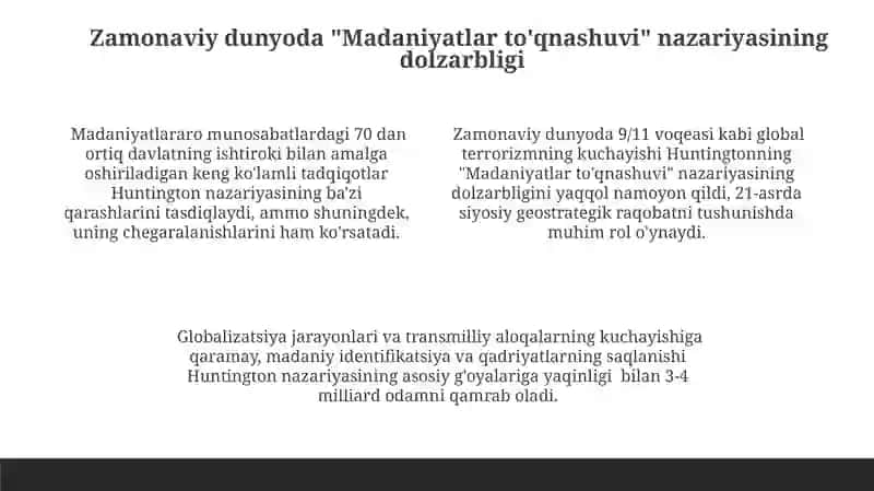 S.Xantingtoning "Svilizatsiyalar to'qnashuvi" 4
