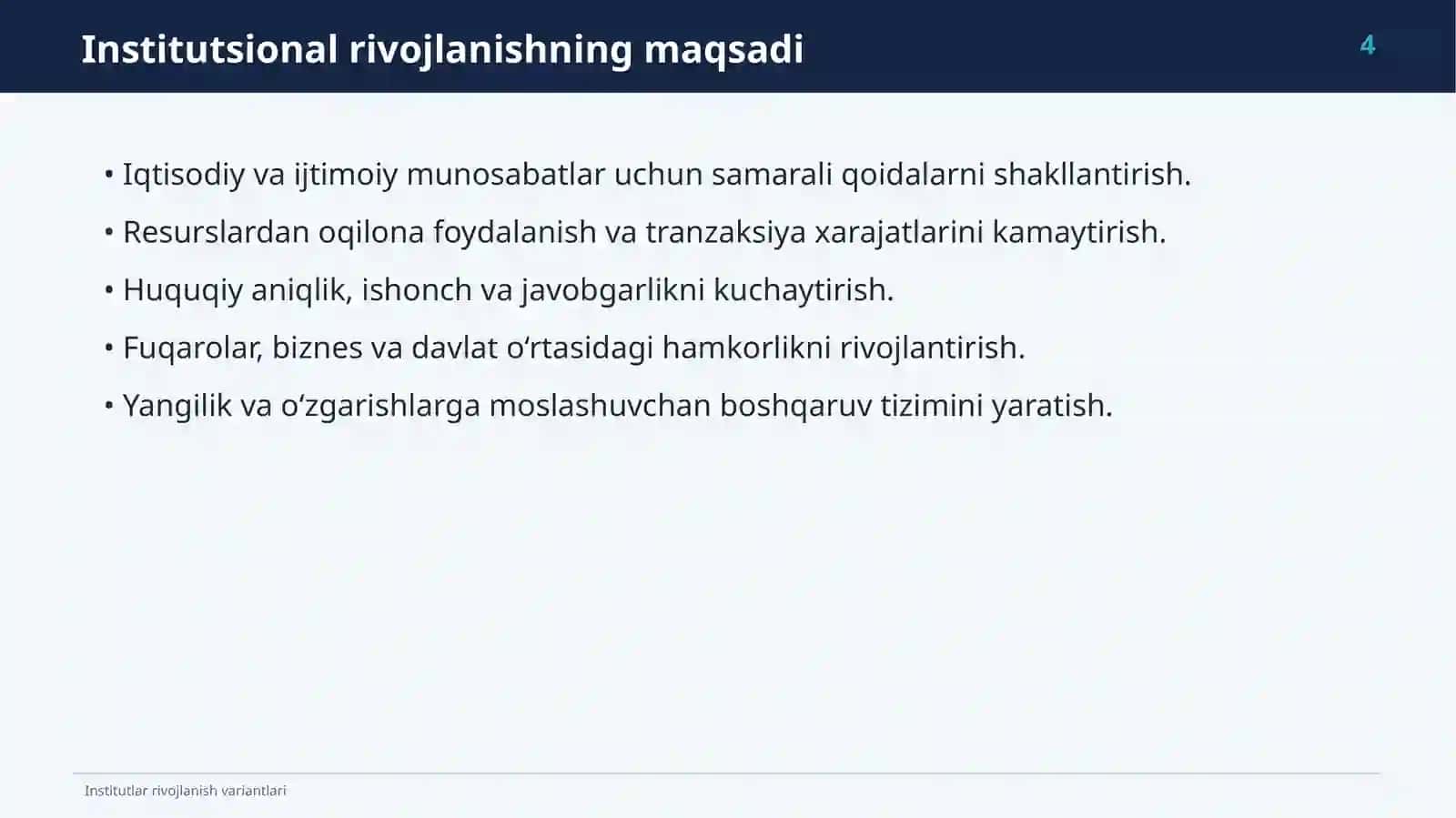 Institutlar Rivojlanishvariantlari 4