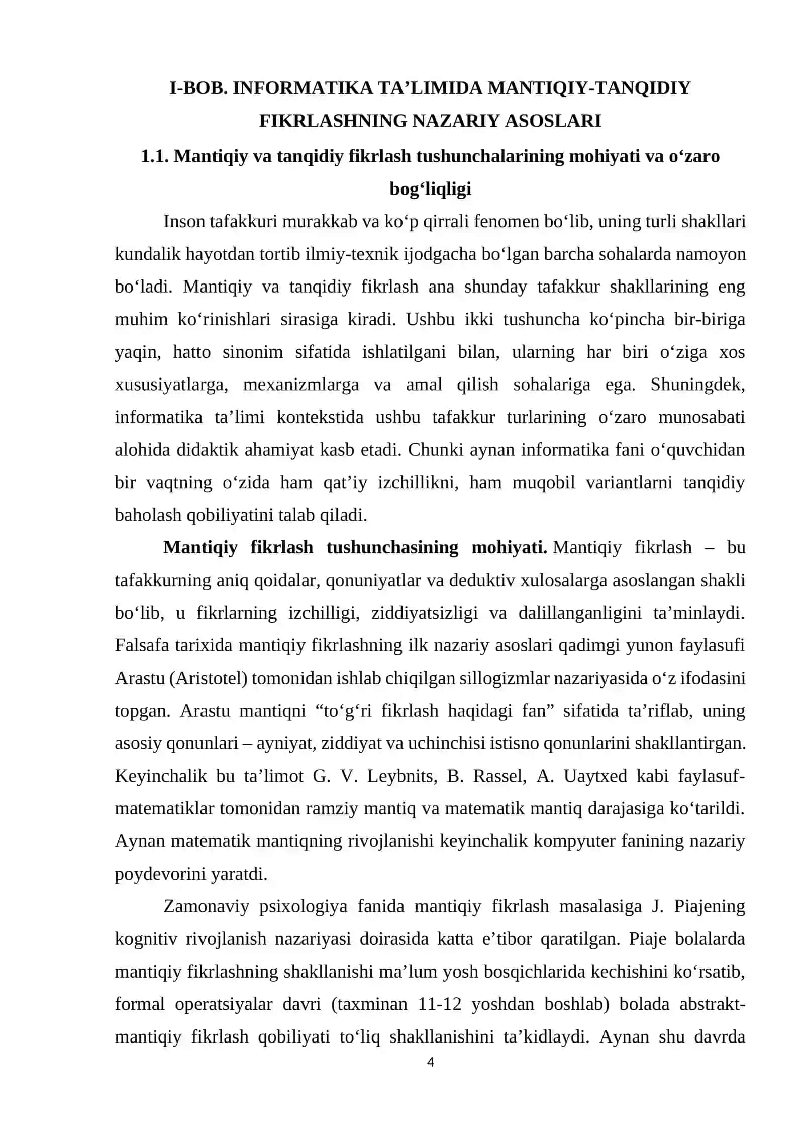 INFORMATIKA TA’LIMIDA MANTIQIY-TANQIDIY FIKRLASHNING NAZARIY ASOSLARI VA AMALIY TAVSIYALAR 4