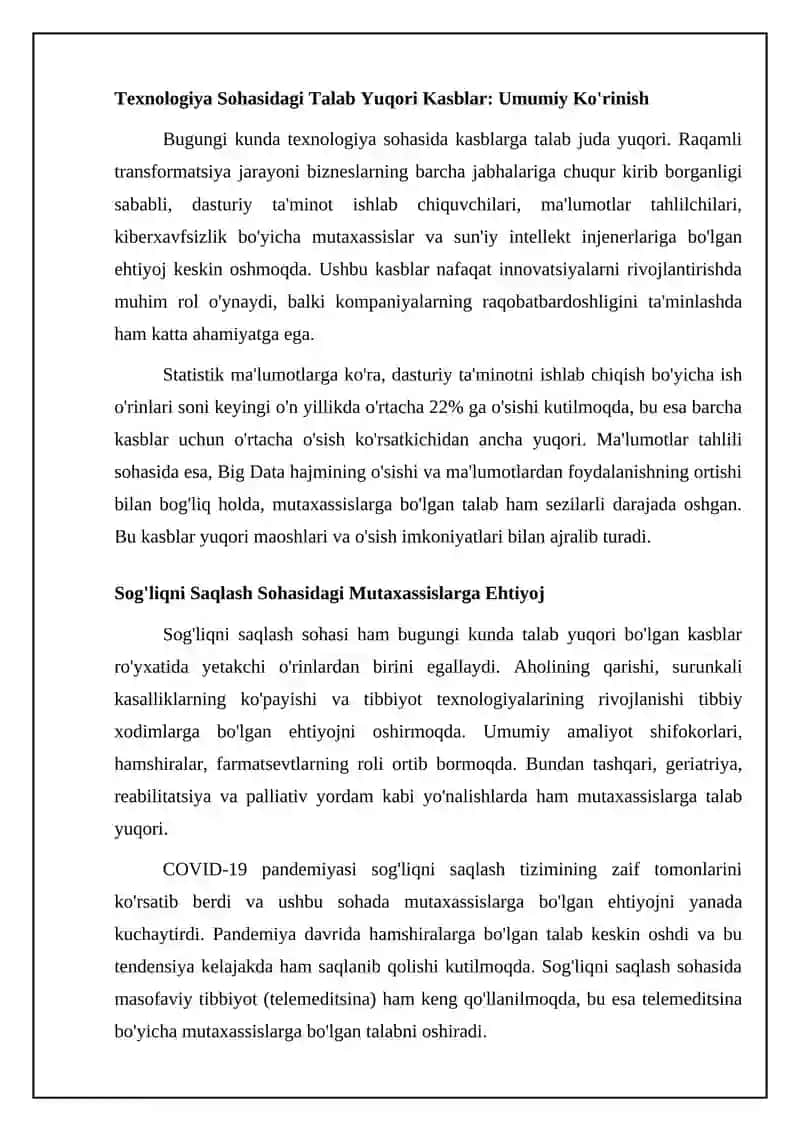 Bugungi kundagi mehnat bozordagi dolzab kasblar 4