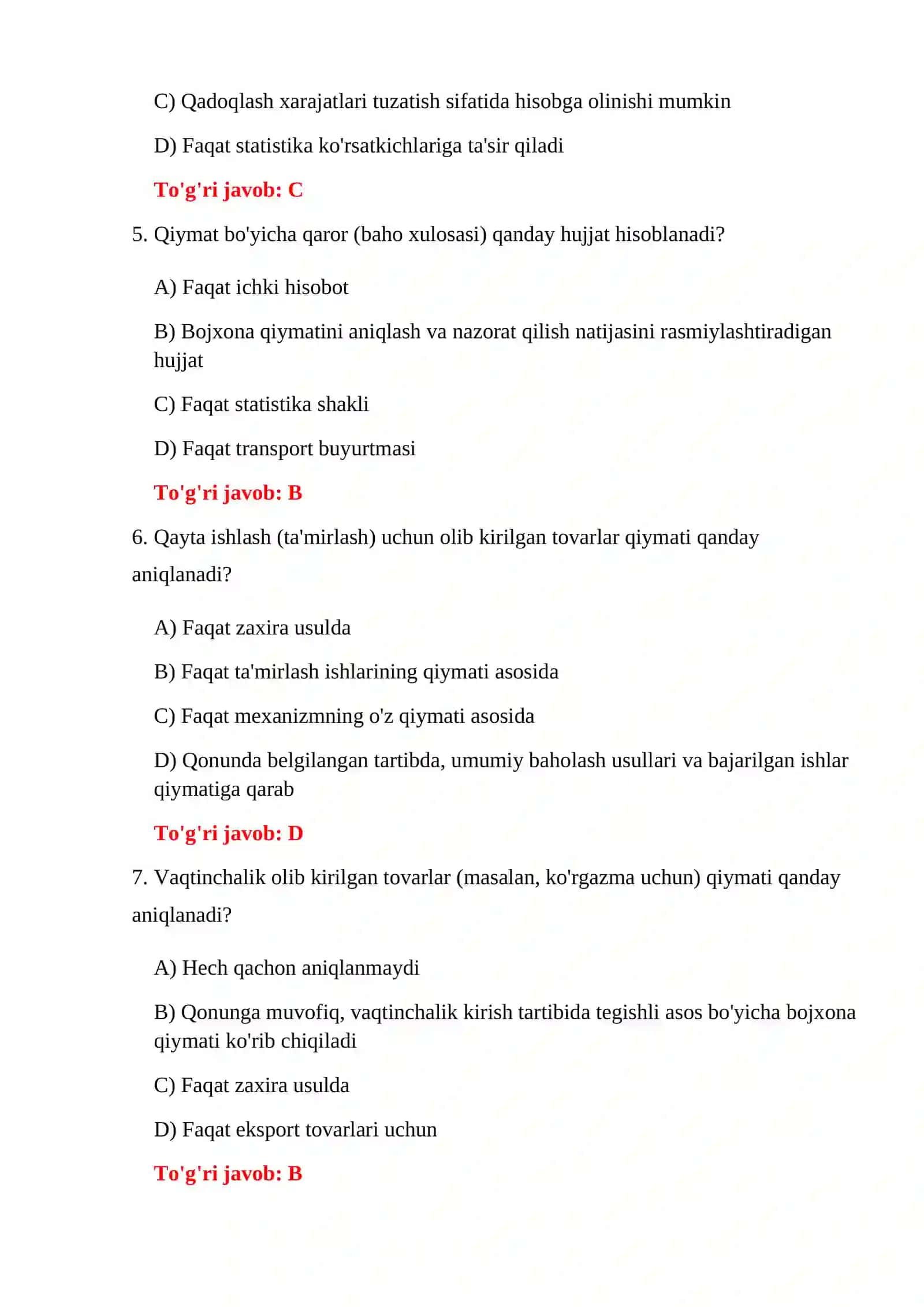 BOJXONA TEST BAZALARI 4
