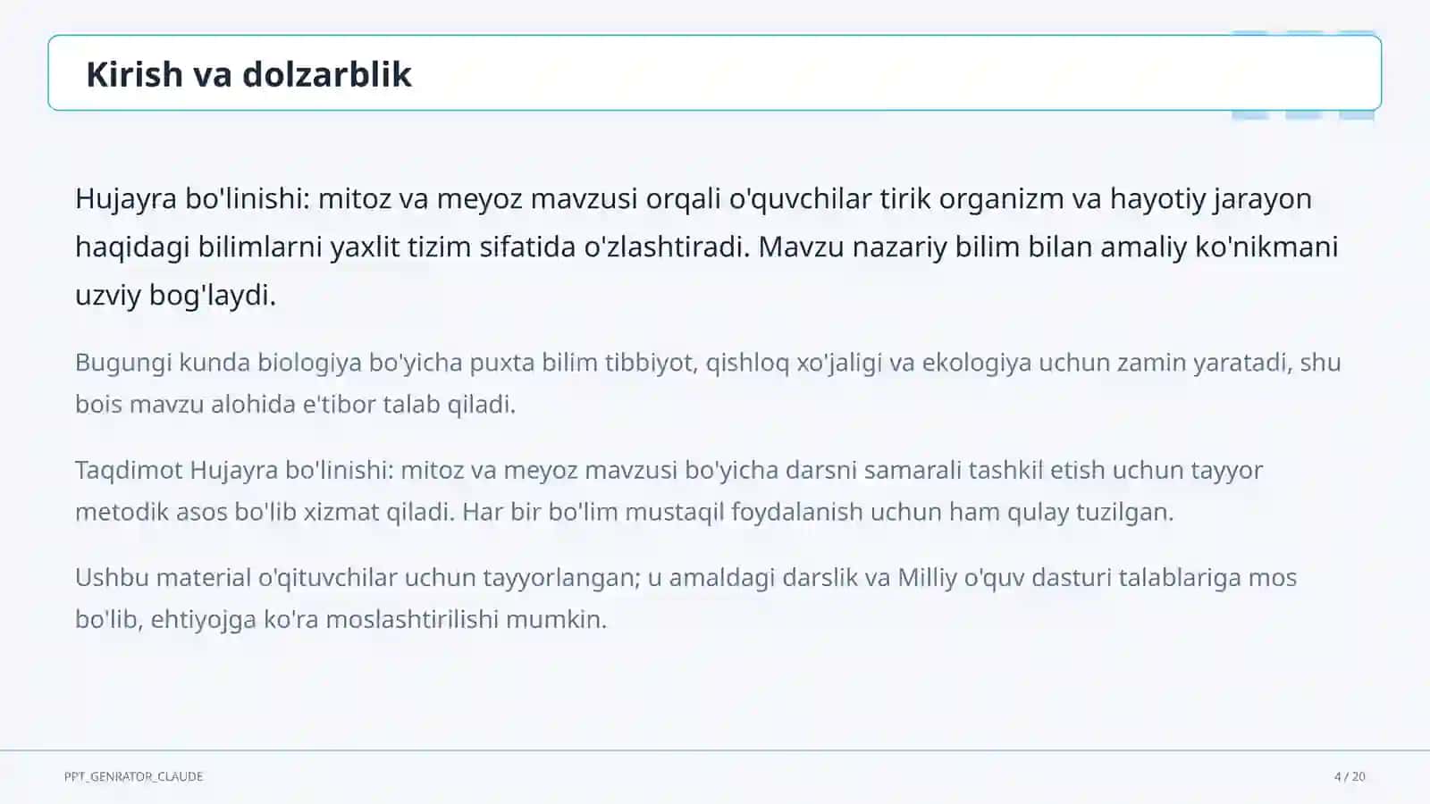 Hujayra bo'linishi: mitoz va meyoz (9-sinf) 4