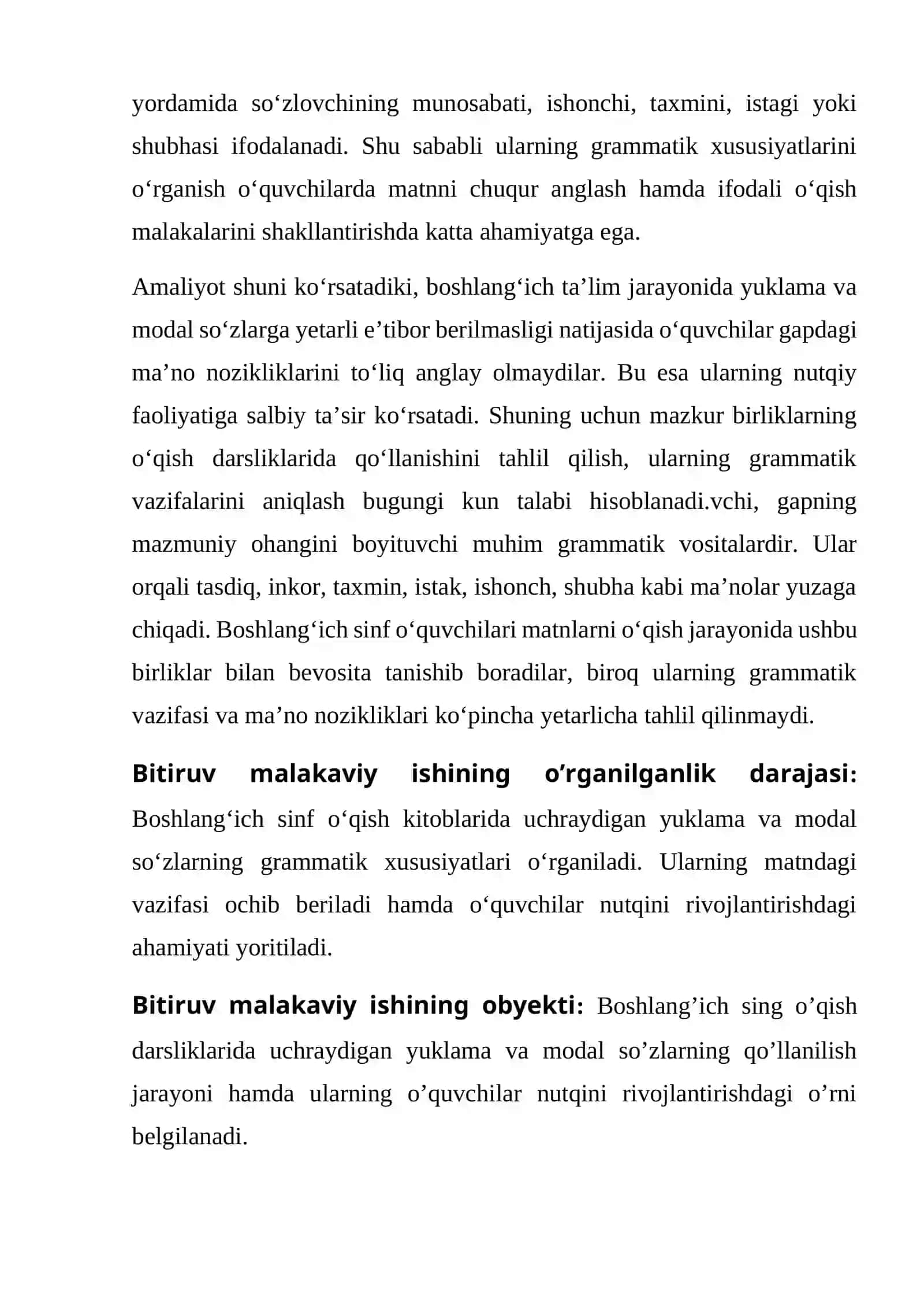 yuklama va modal sozlar bo'yicha tayyor bmi 4