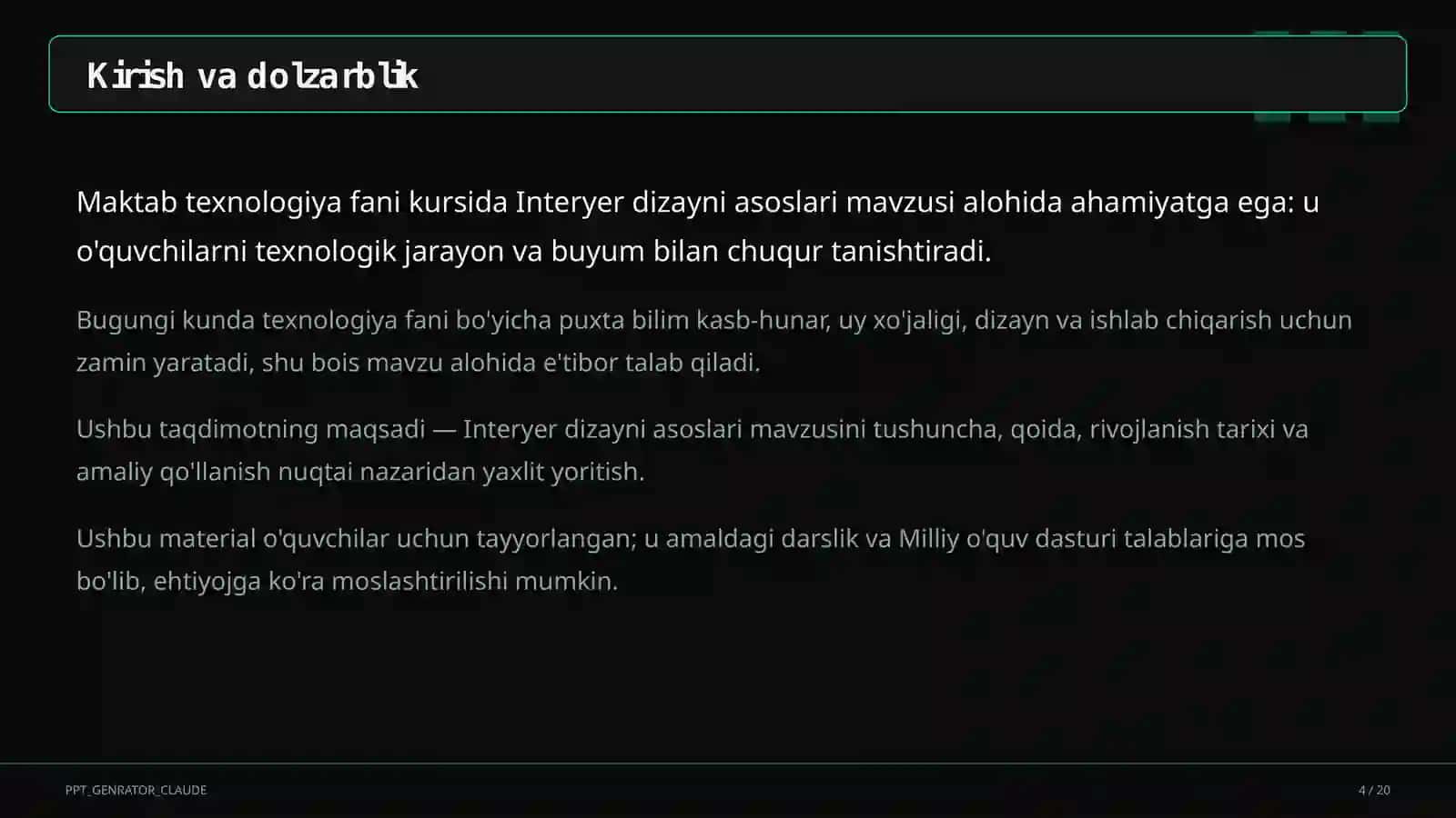 Interyer dizayni asoslari (8-sinf) 4