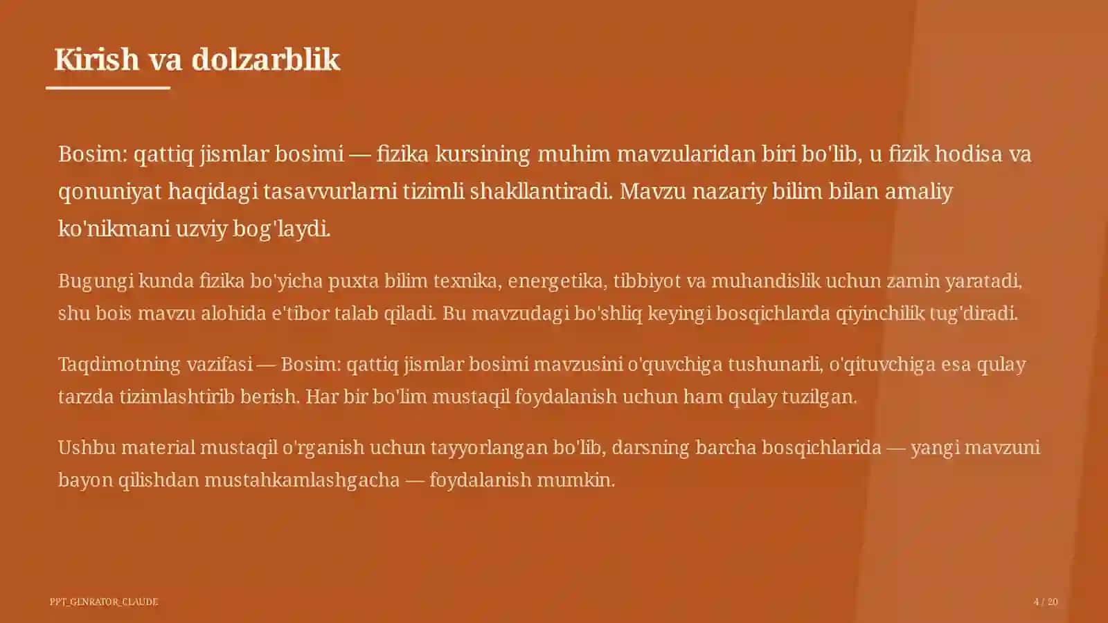 Fizika (6– 11) — mustaqil o'rganish uchun 4
