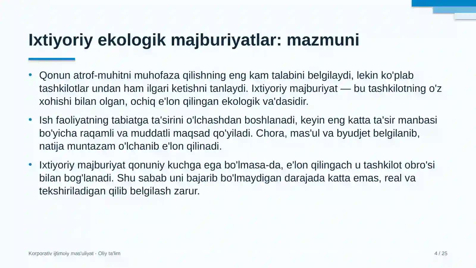 KORPORATIV IJTIMOIY MAS'ULIYAT · OLIY TA'LIM 4