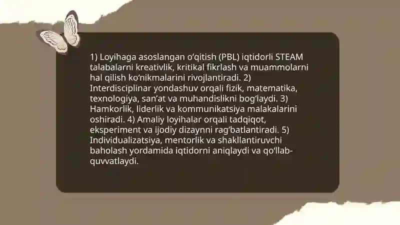 STEAM iqtidorli talabalarni oʻqitish 4