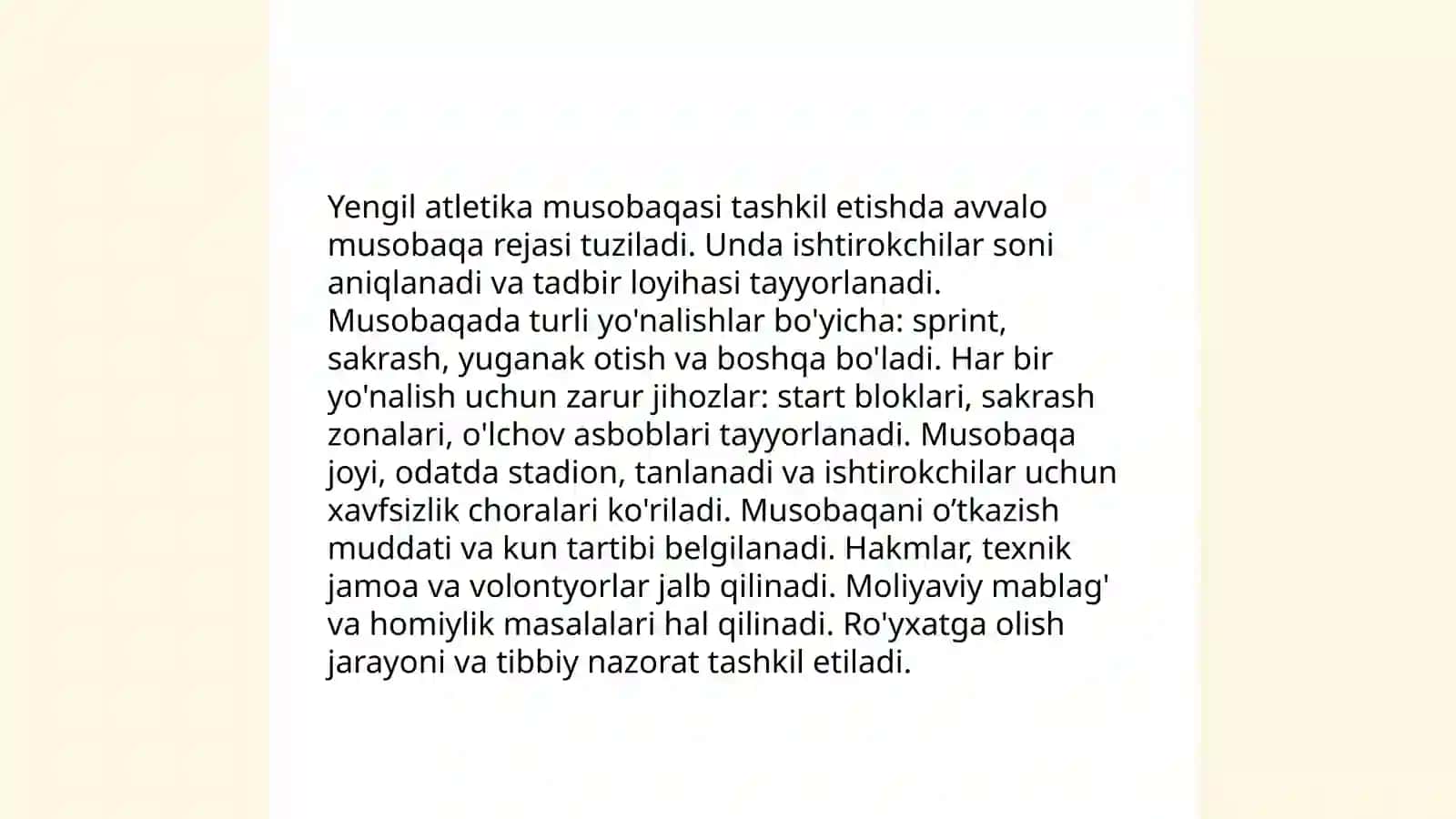 Yengil atletika musobaqalariga oid hujjatlarni rasmiylashtirish tartibi musobaqalarga tayyorlash 4