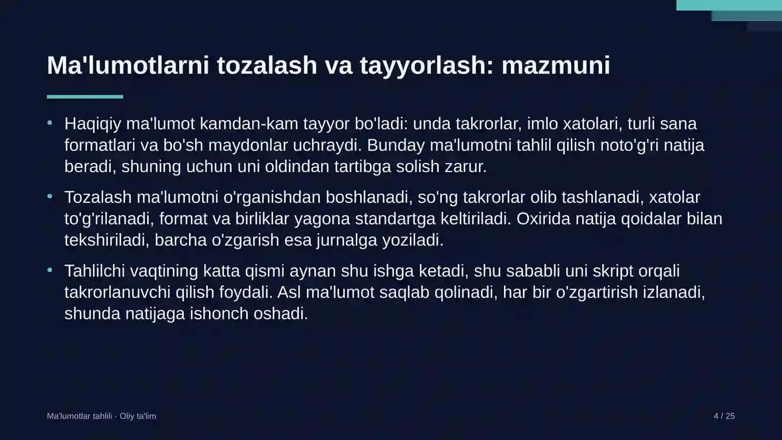 bojxona organlarida ma'lumotlarni tozalash va tayyorlash 6999 4