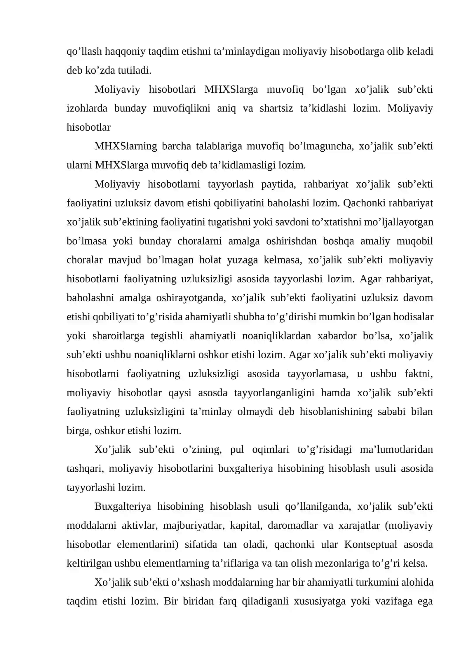 BHXS (IAS) 1 “Moliyaviy hisobotlarni taqdim etish” standarti 4