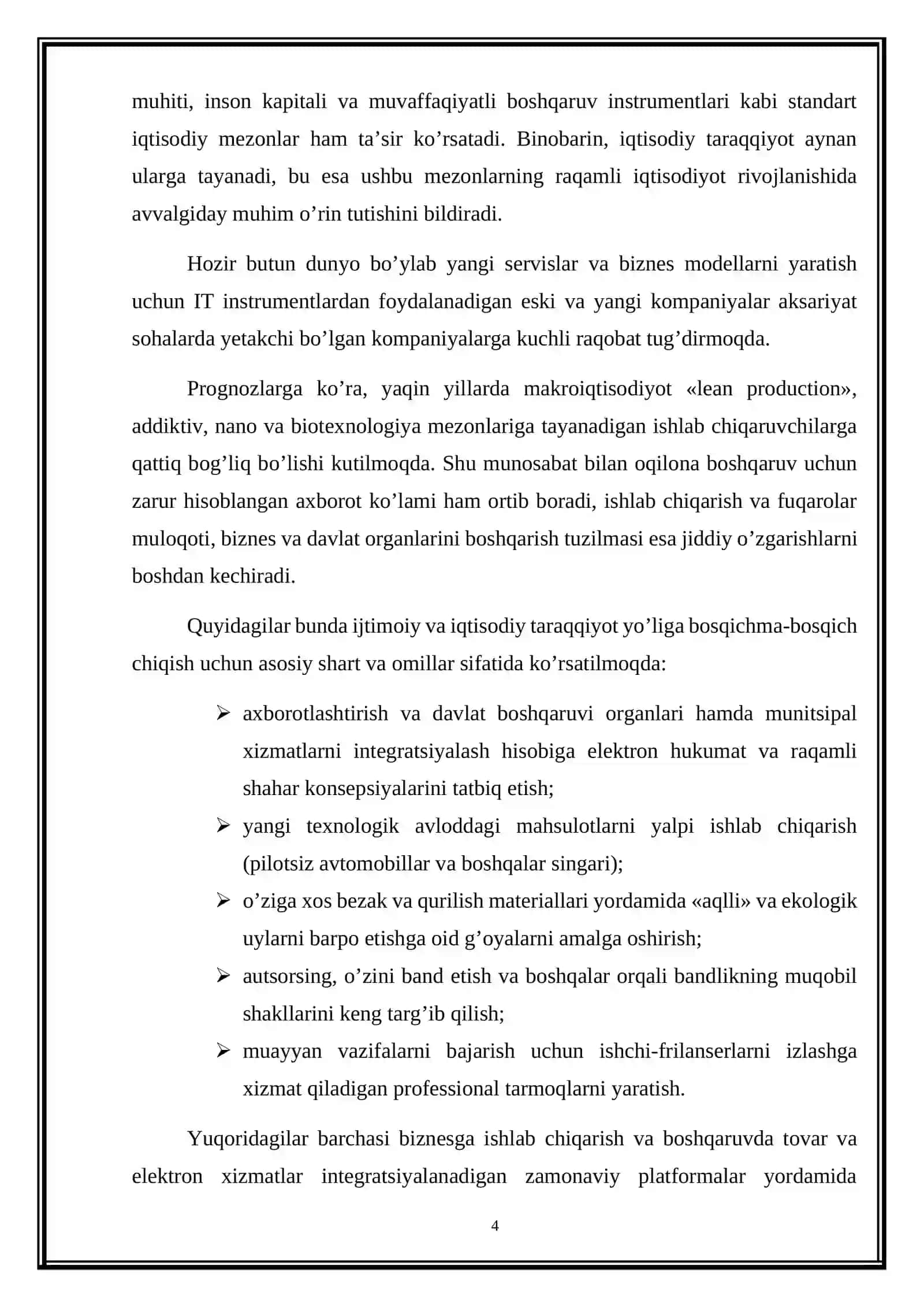 “Raqamli texnologiyalar va ularning zamonaviy iqtisodiyotdagi roli” 4