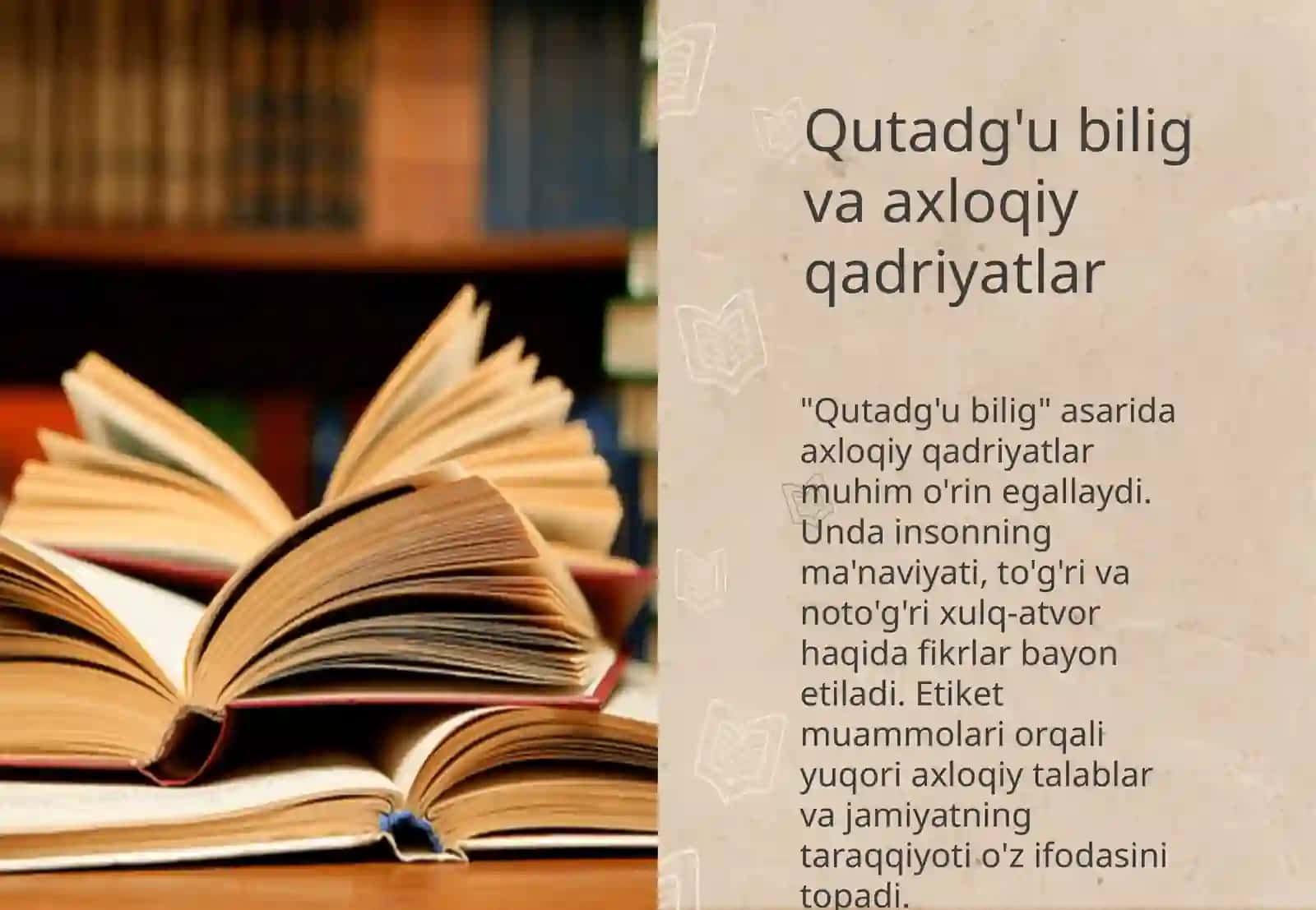 Qadimgi sharqdagi dastlabki axloqiy qarashlar."Qutadg'u bilig" asarida etiket muammolari. 4