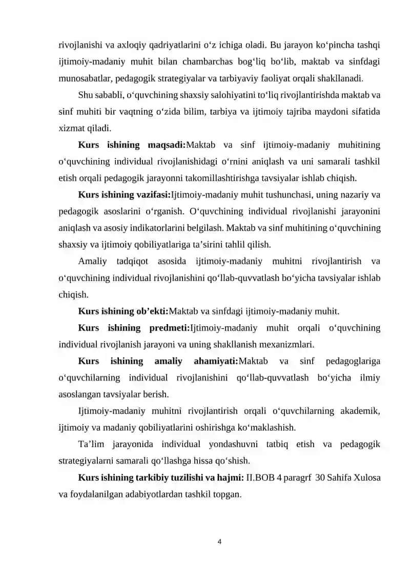 IJTIMOIY-MADANIY MUHIT (MAKTAB, SINF) O'QUVCHINING INDIVIDUAL RIVOJLANISHI VOSITASI SIFATIDA 4