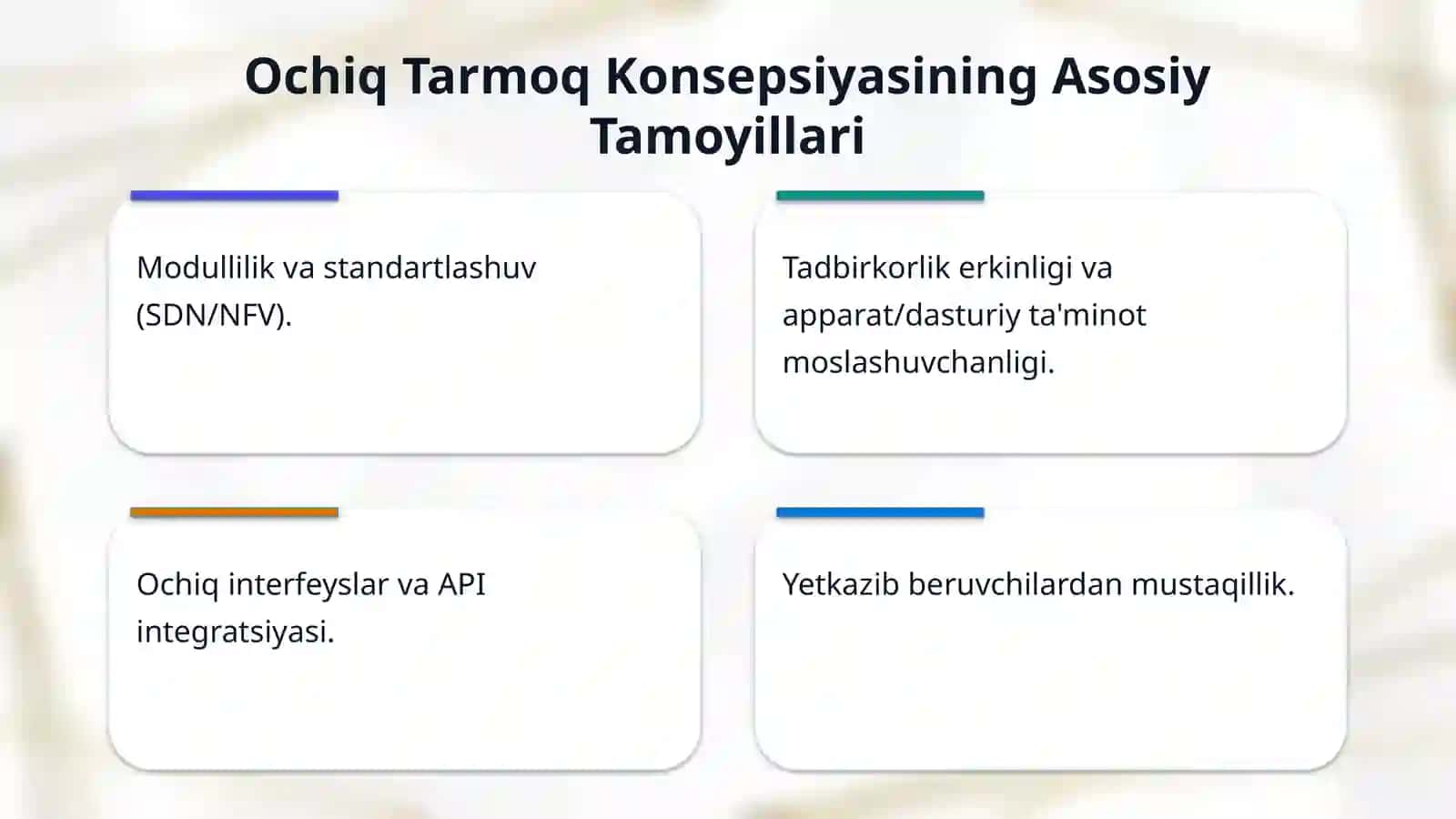 Ochiq optik tarmoqlar (Open optical Networks) konsepsiyasi. 4