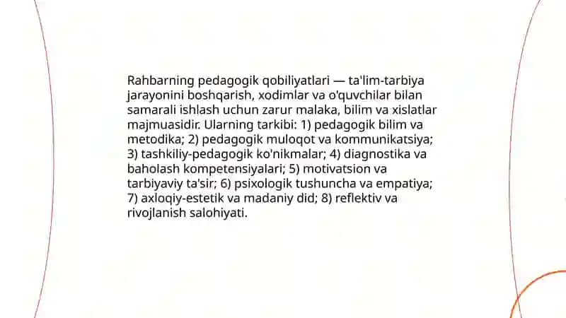 Boshqaruvning pedagogik -psixalogik xususiyatlari.Pedagokik qobiliyatlar 4