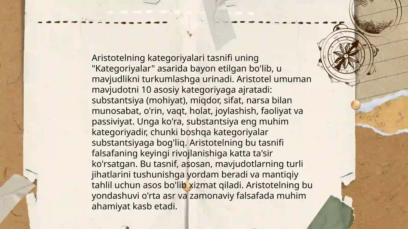 Aristotelning ontologiyada kategoriyalar nazariyasi 4