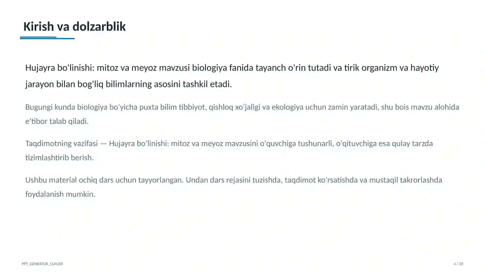 Hujayra bo'linishi: mitoz va meyoz (9-sinf) 4